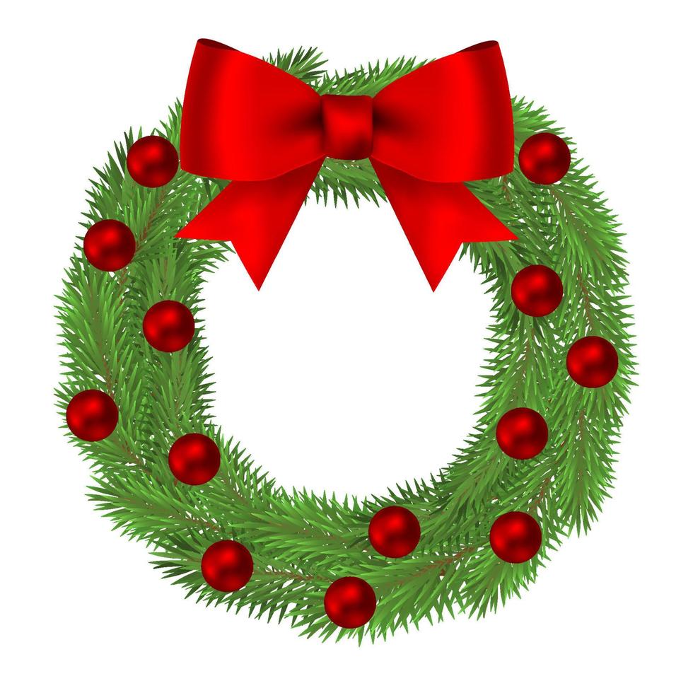 Green christmas tree branches isolated on white background vector