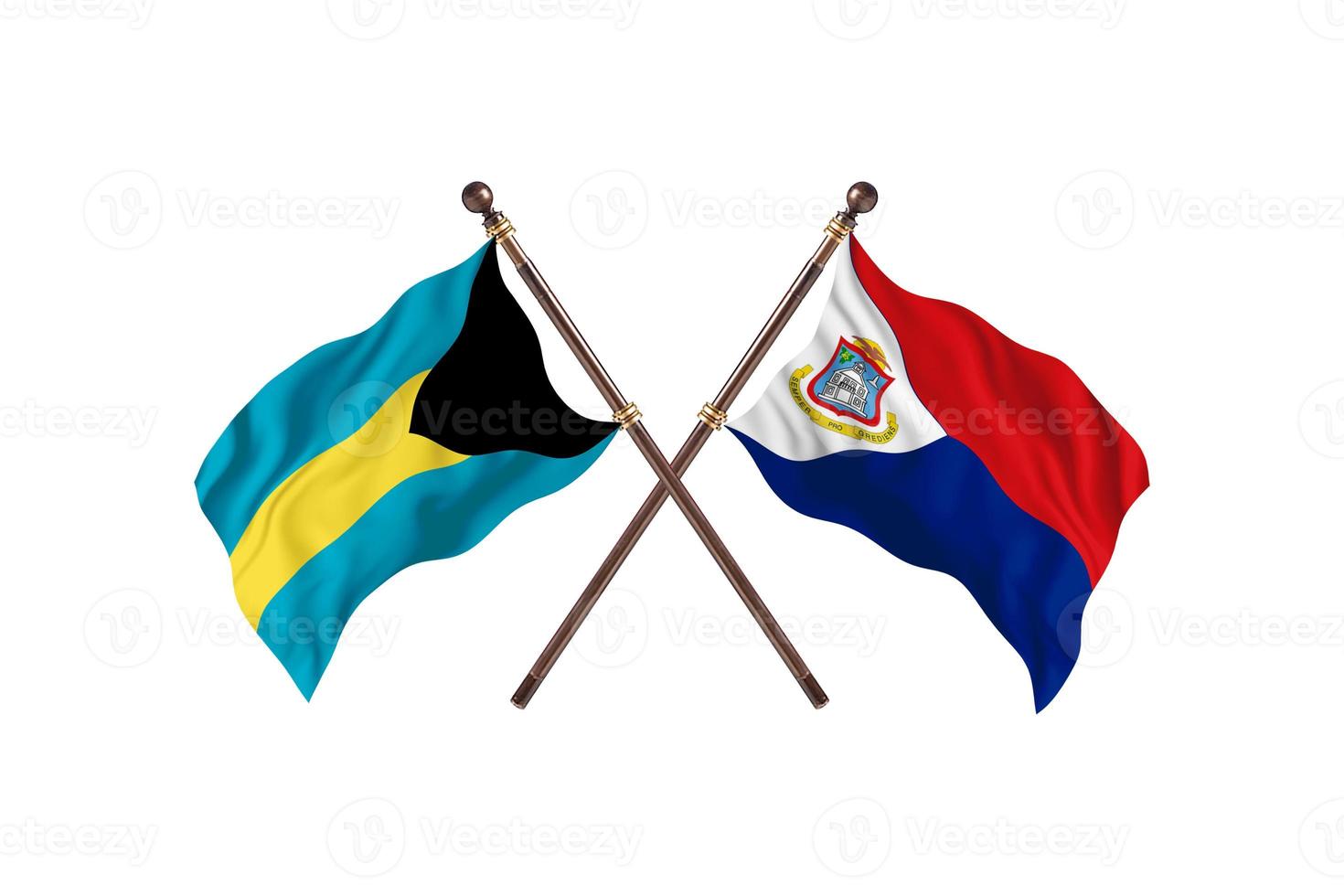 Bahamas versus Sint Maarten Two Country Flags photo