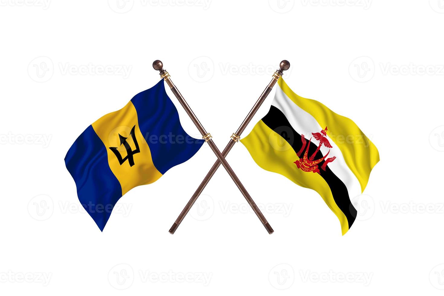 Barbados versus Brunei Two Country Flags photo