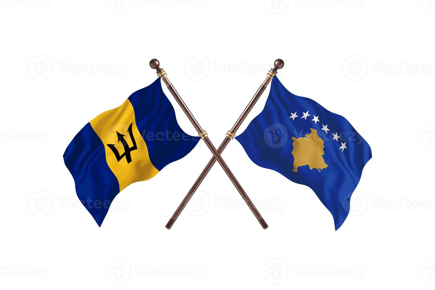 Barbados versus Kosovo Two Country Flags photo