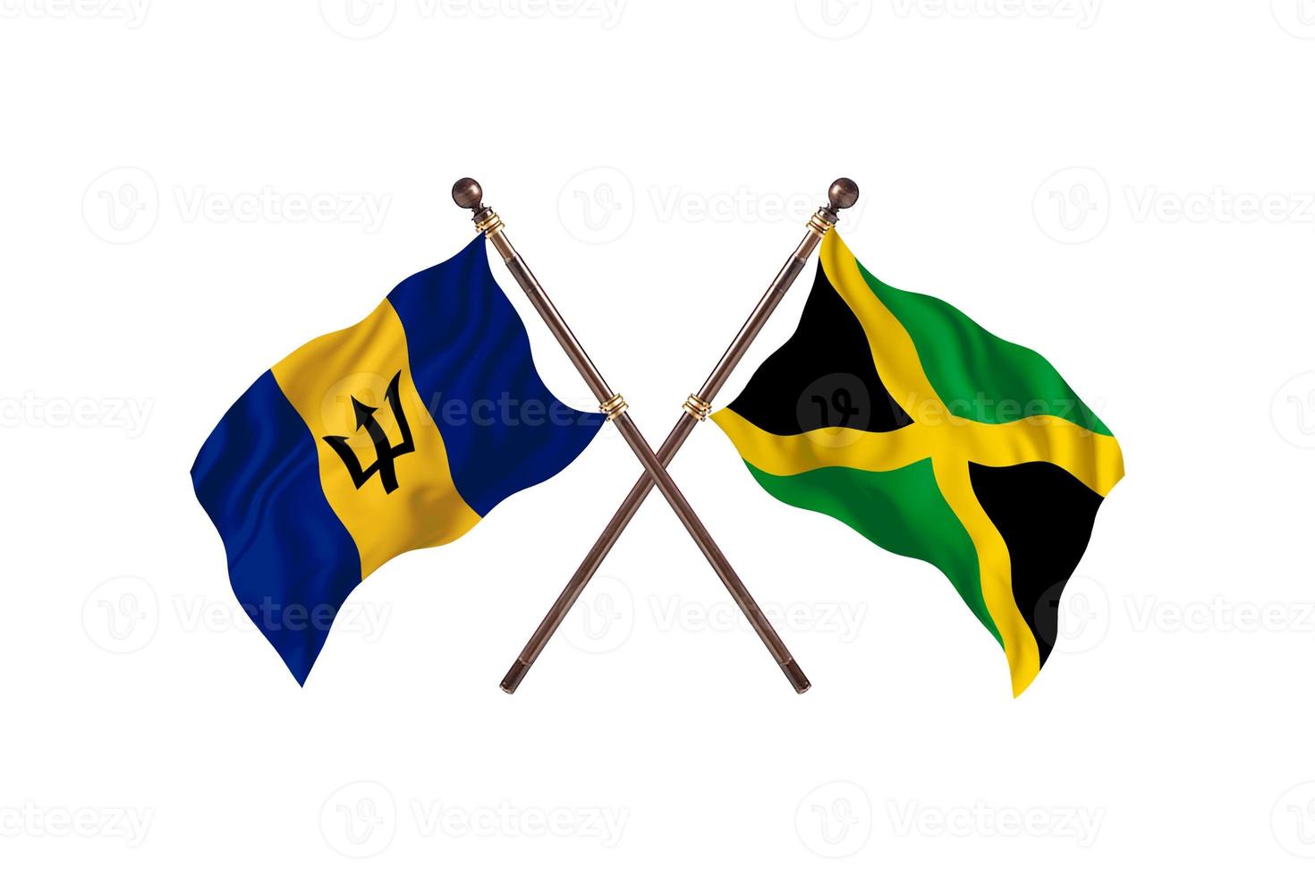 Barbados versus Jamaica Two Country Flags photo