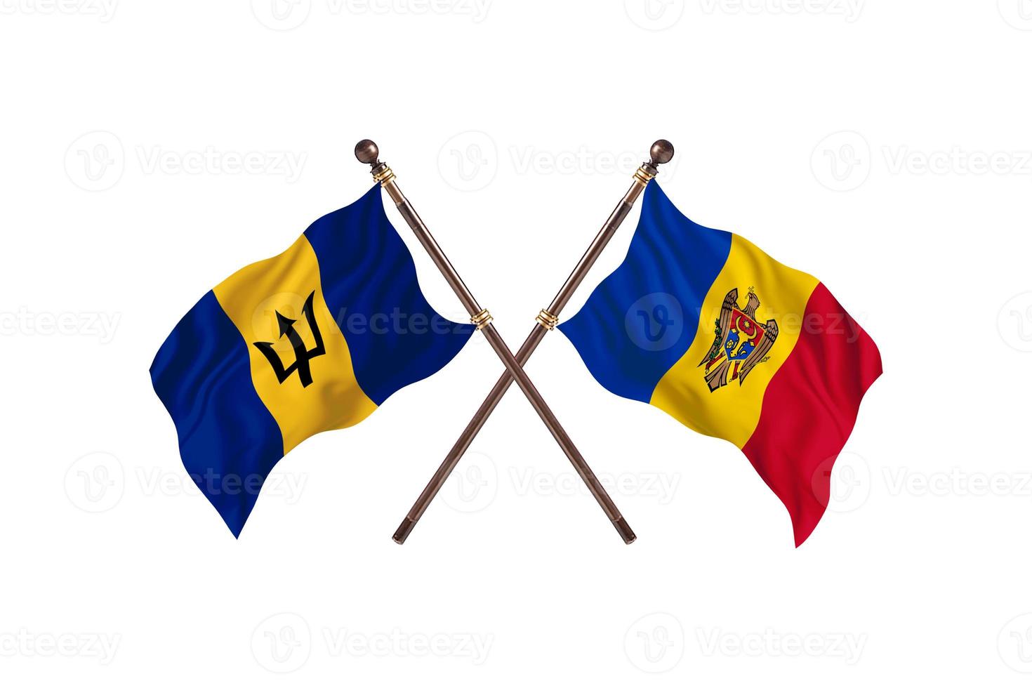 Barbados versus Moldova Two Country Flags photo