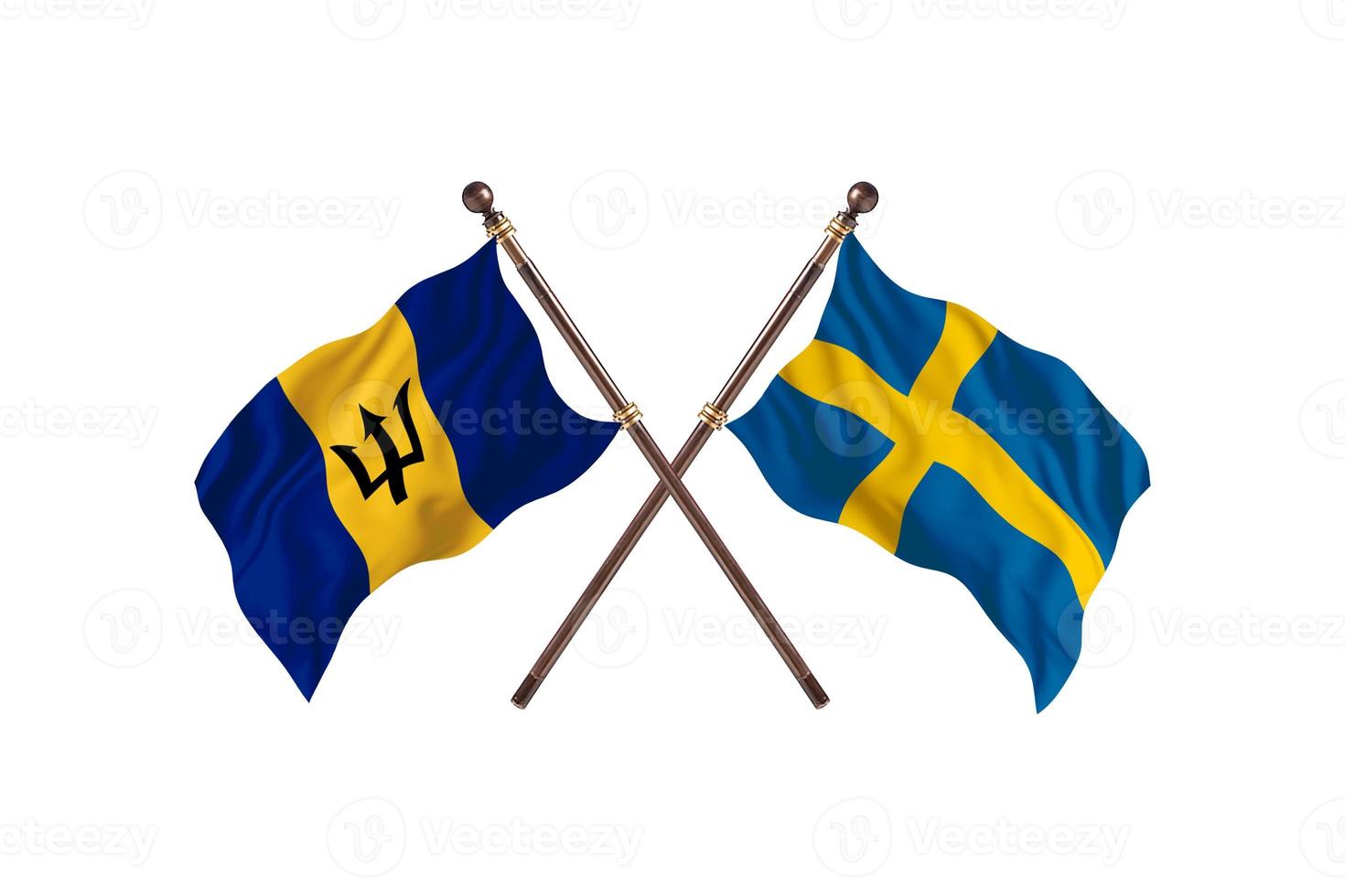 Barbados versus Sweden Two Country Flags photo