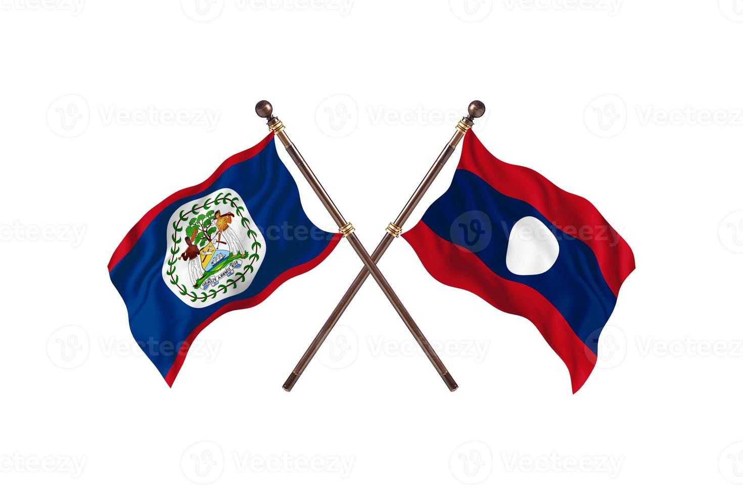 Belize versus Laos Two Country Flags photo