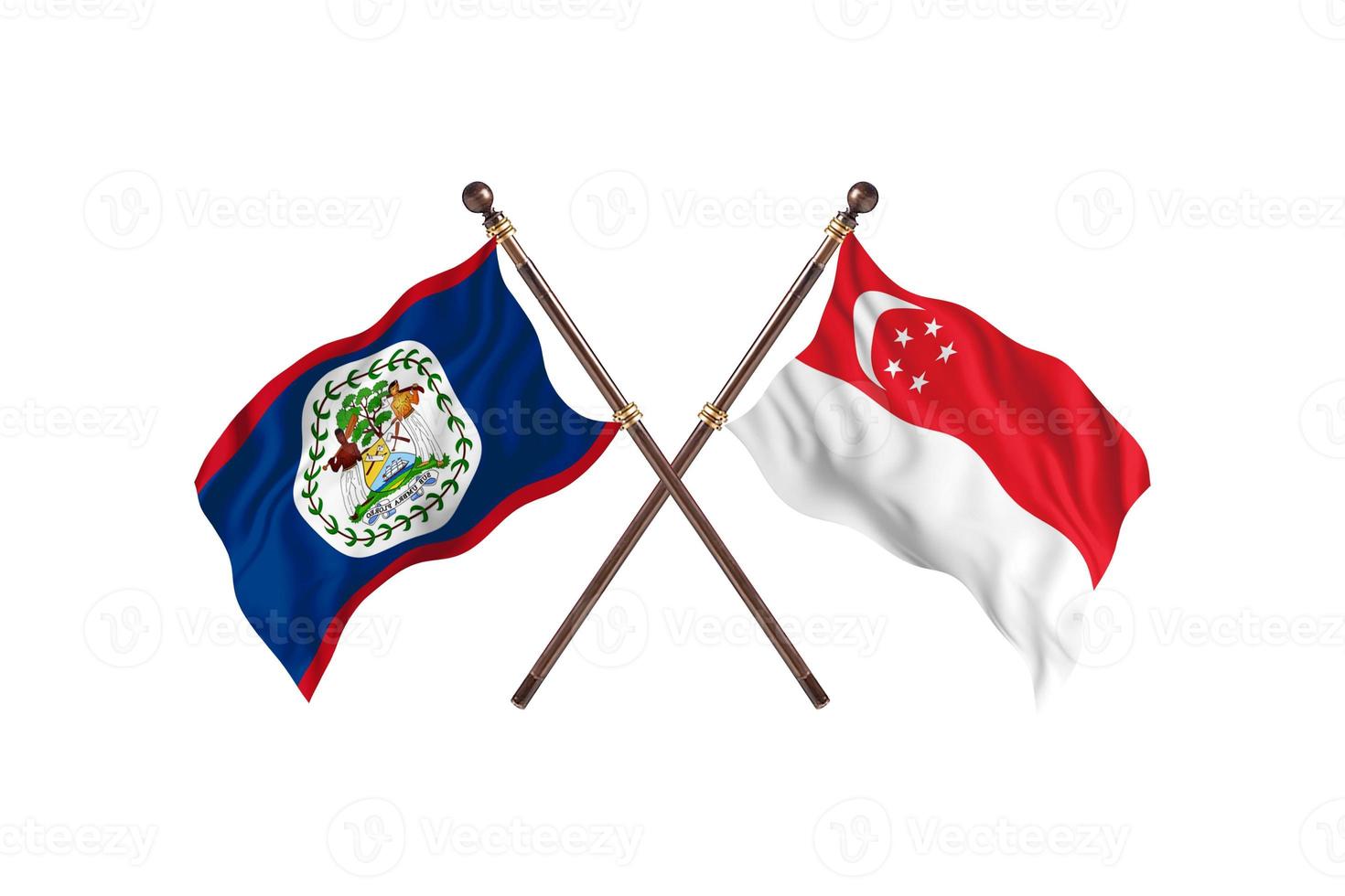 Belize versus Singapore Two Country Flags photo