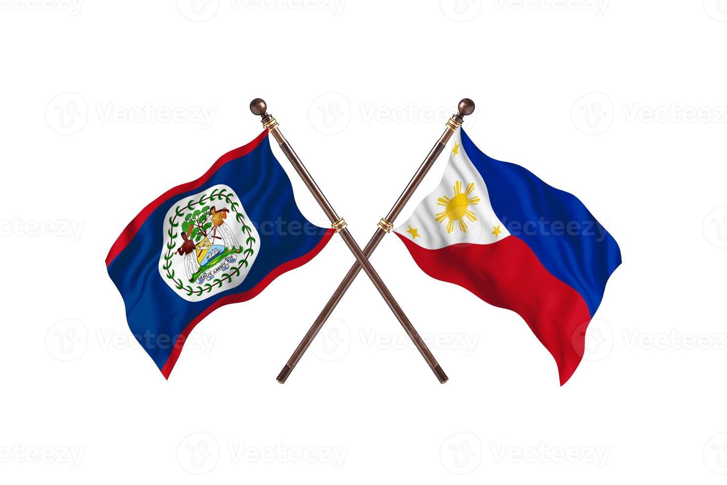 Belize versus Philippines Two Country Flags photo