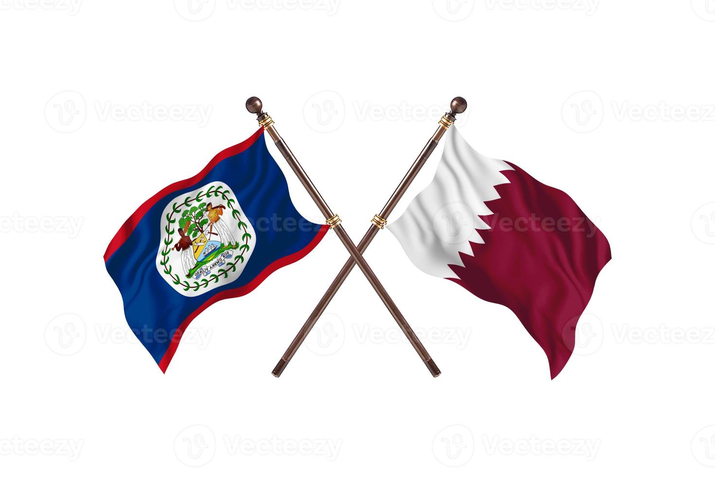 belice contra qatar dos banderas de países foto