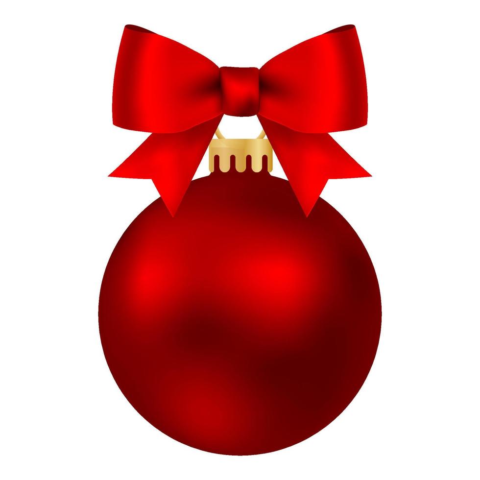 Red Christmas ball on a ribbon with a beautiful bow isolated on white vector