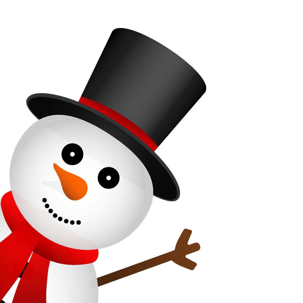 Funny christmas snowman in hat isolated on white vector