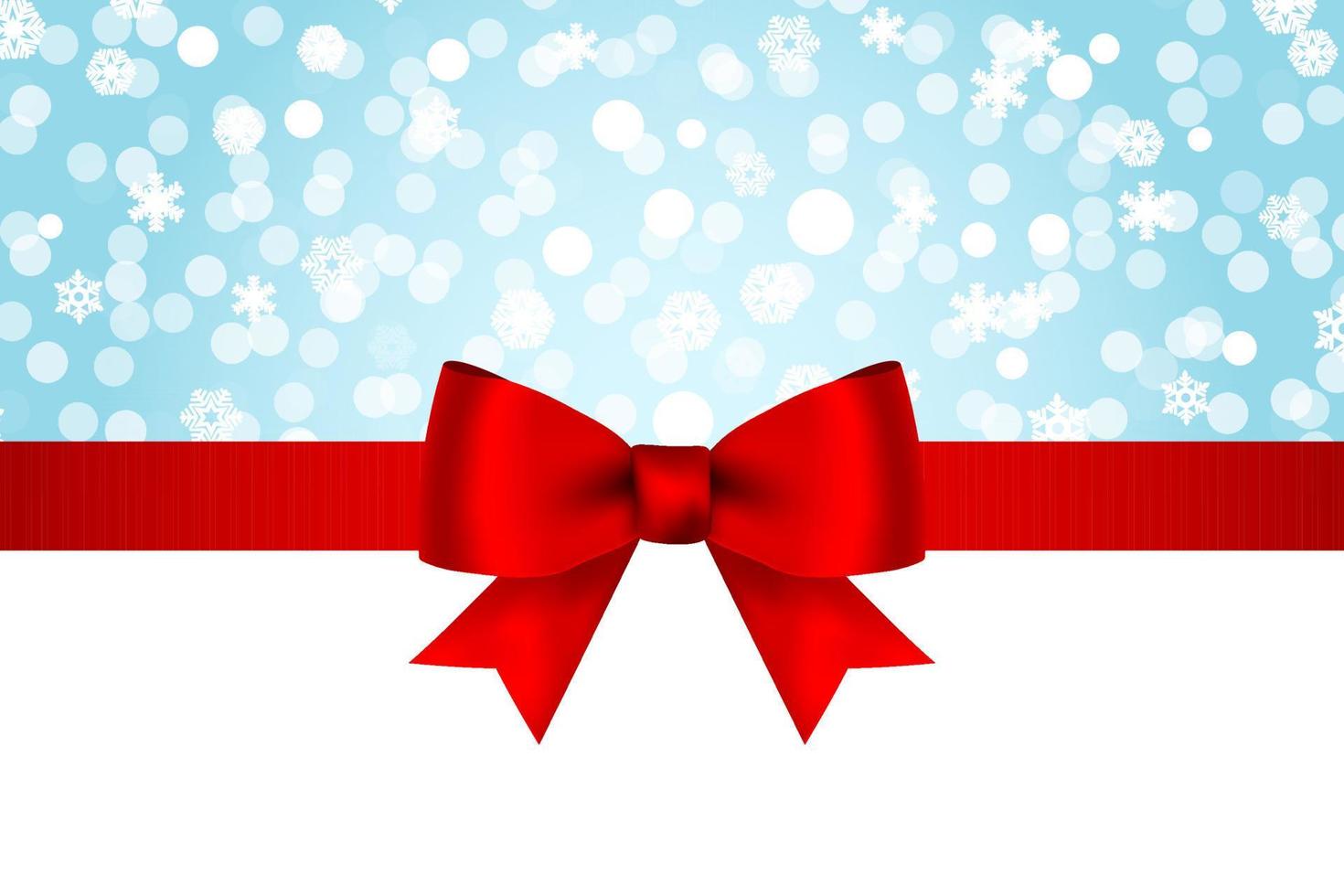 Christmas card invitation with snowflakes blue background with bow vector