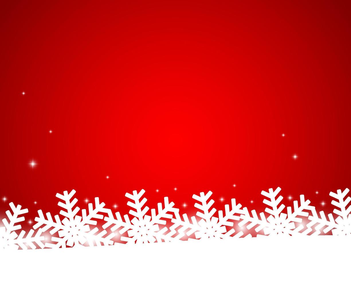 fondo rojo brillante de navidad con copos de nieve y estrellas vector