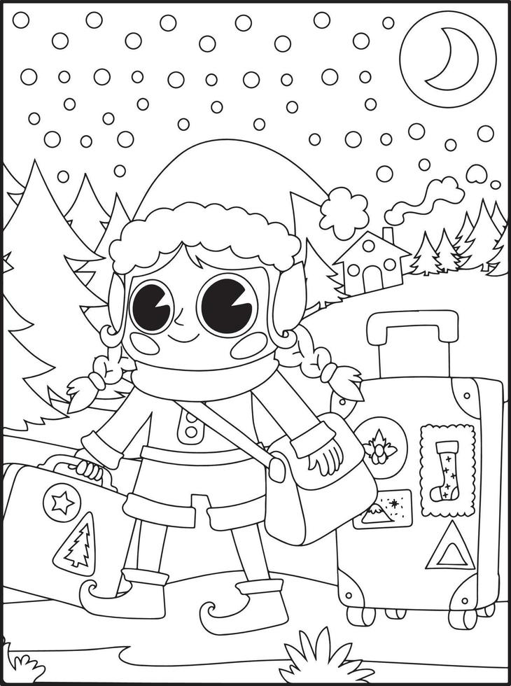 dibujos de navidad para colorear para niños vector