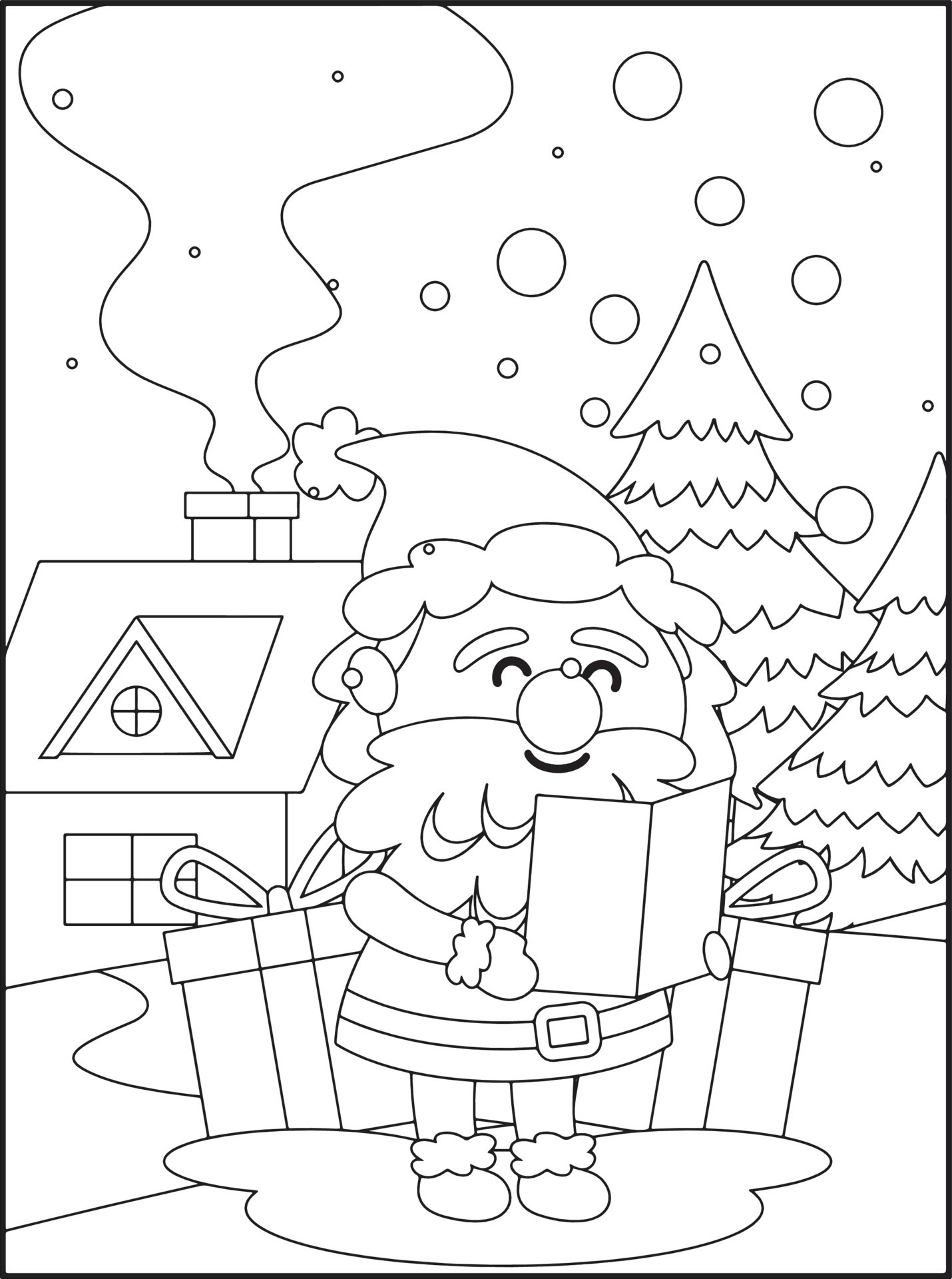Christmas coloring pages for kids 13982735 Vector Art at Vecteezy