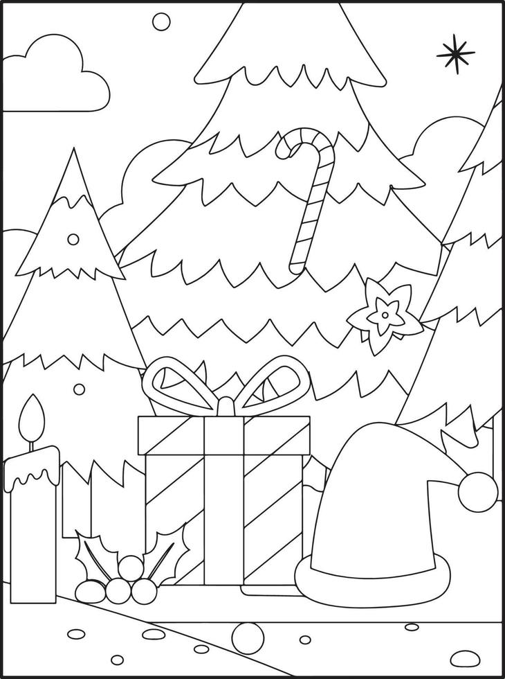 dibujos de navidad para colorear para niños vector