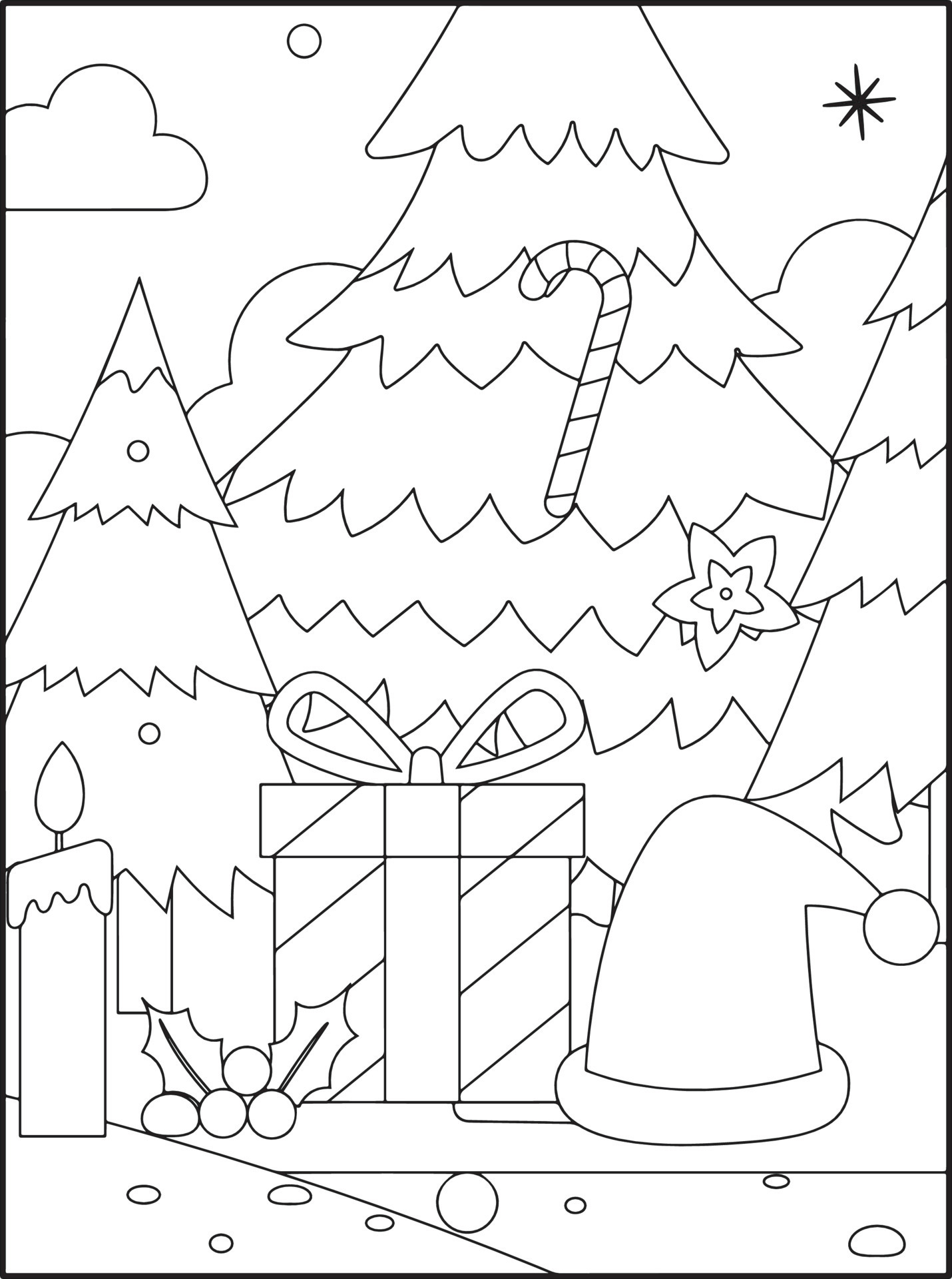 Christmas coloring pages for kids 13982738 Vector Art at Vecteezy