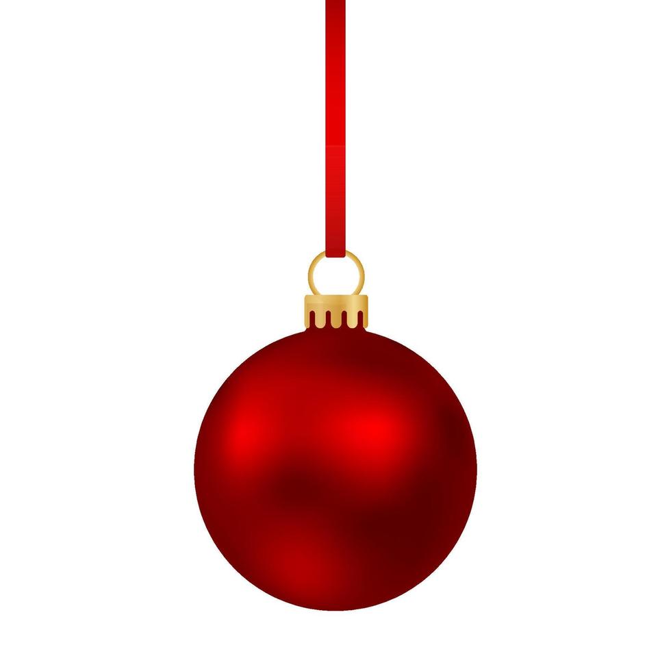 Red Christmas ball on a ribbon with a beautiful bow isolated on white vector