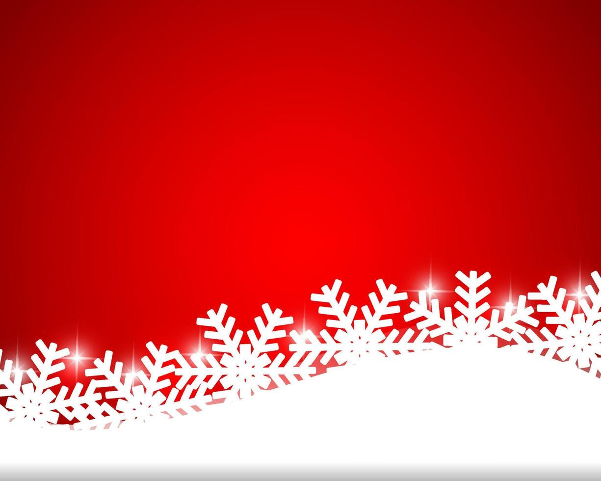 fondo rojo brillante de navidad con copos de nieve y estrellas vector