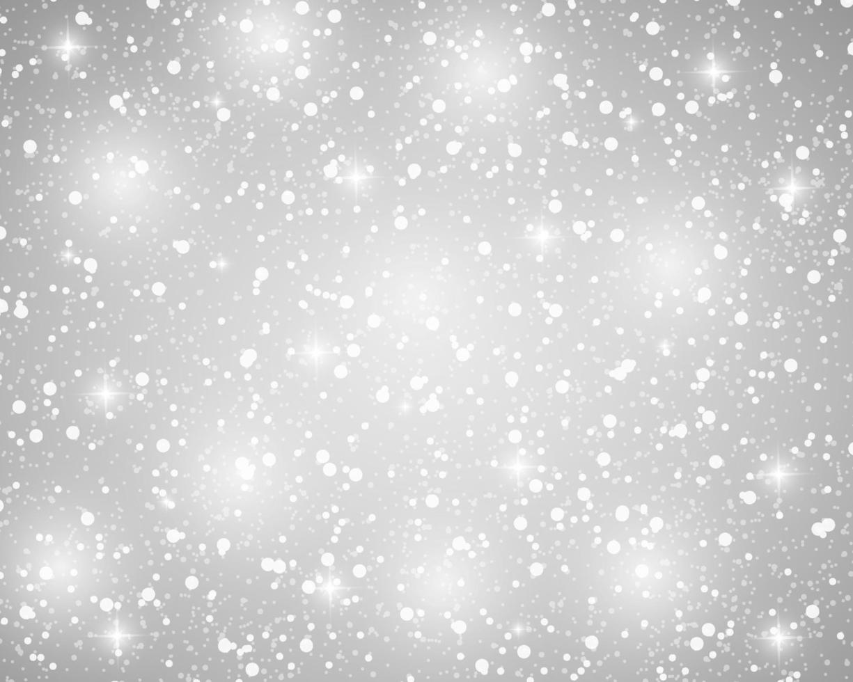 fondo plateado brillante de navidad con copos de nieve y estrellas vector