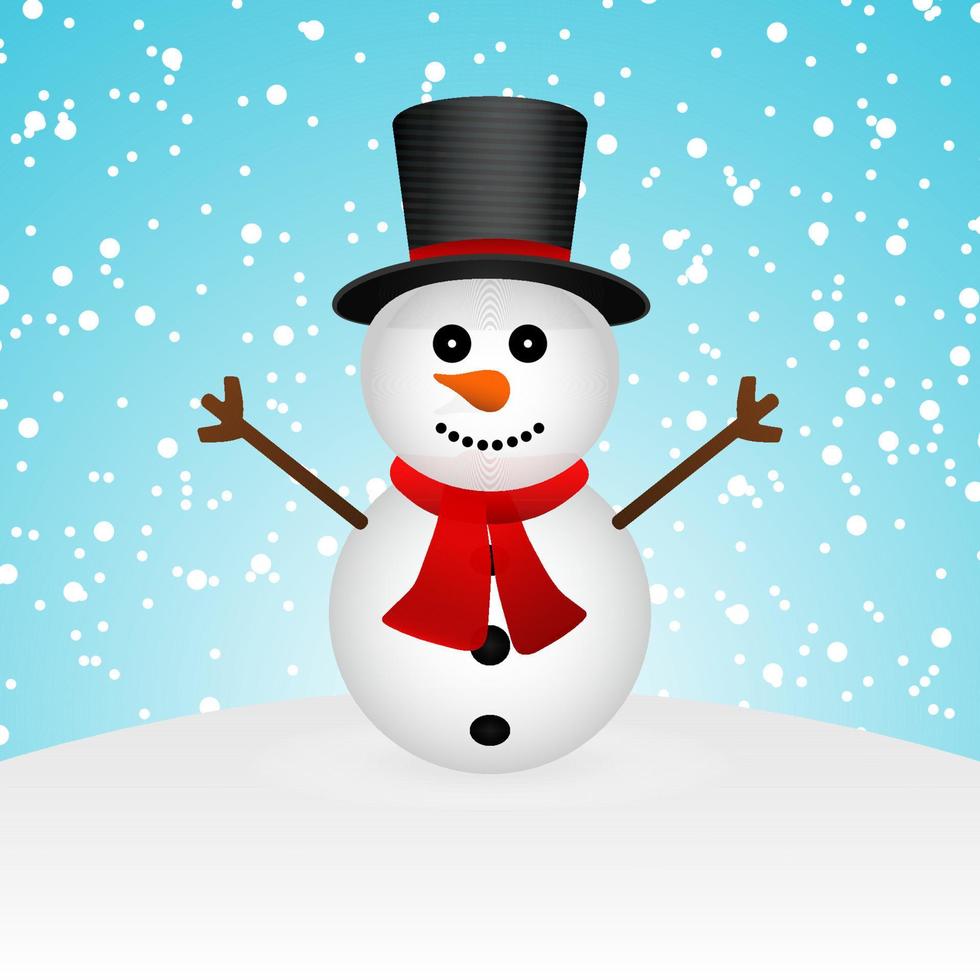 Cartoon funny snowman in the forest vector