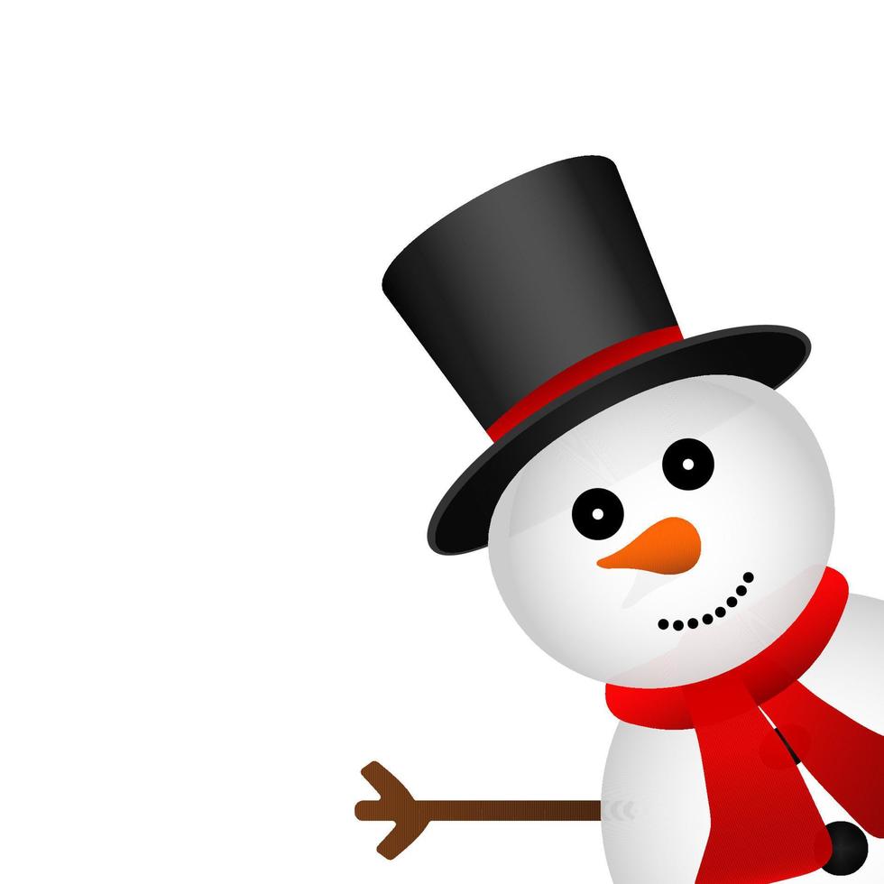 divertido muñeco de nieve de navidad en sombrero aislado en blanco vector