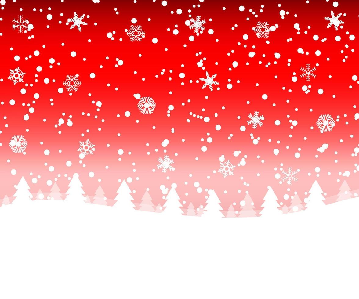 Christmas snow forest with Christmas trees and snowflakes vector