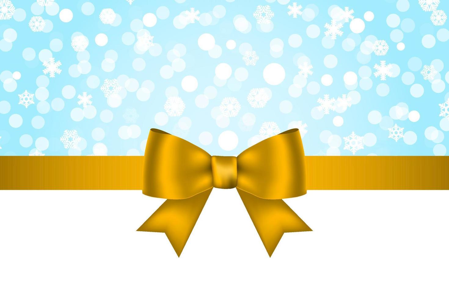 Christmas card invitation with snowflakes blue background with bow vector