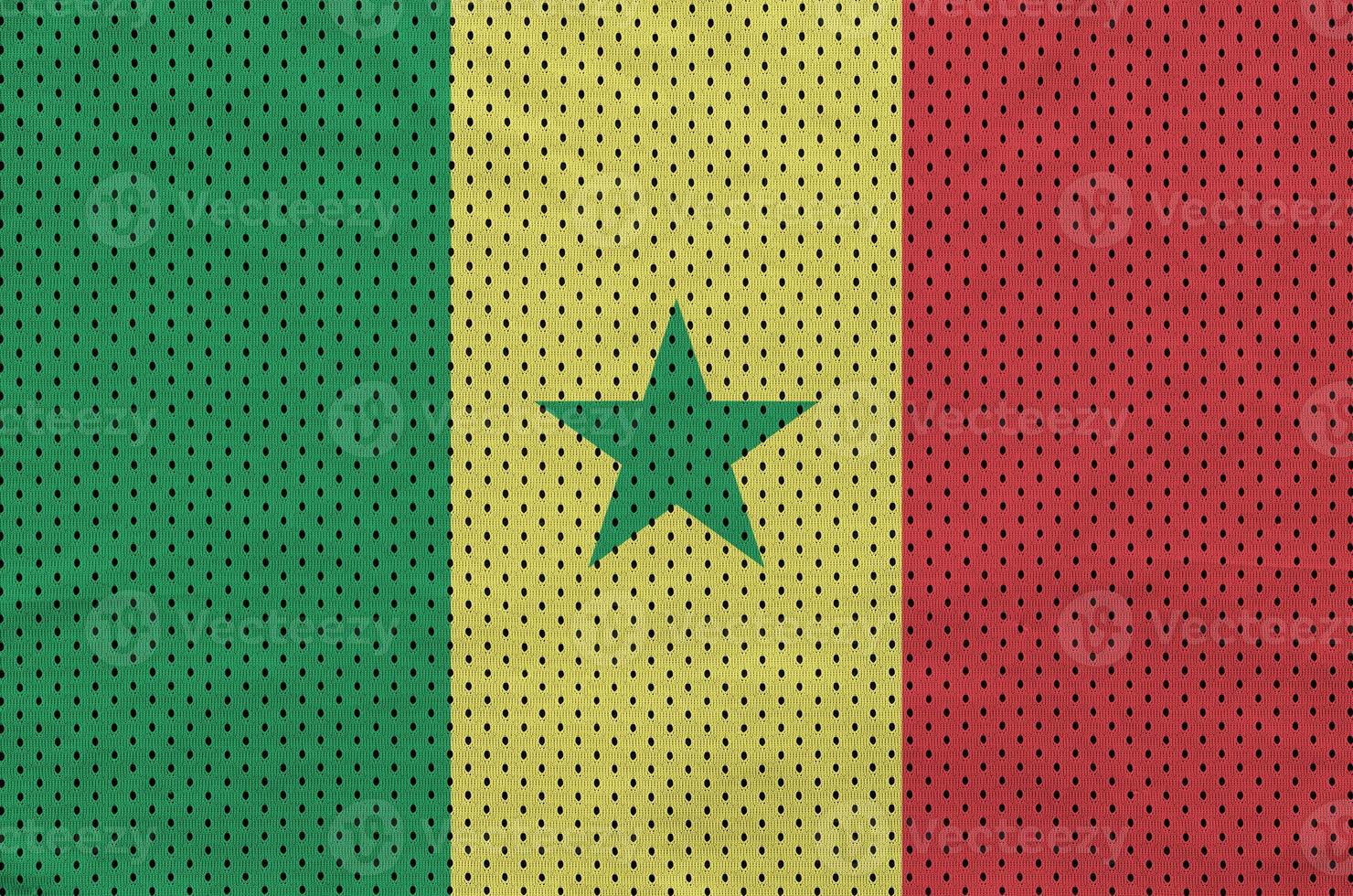 Senegal flag printed on a polyester nylon sportswear mesh fabric photo