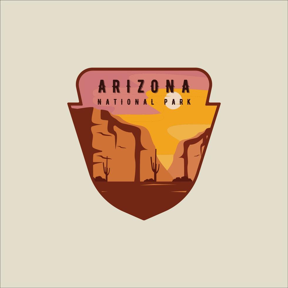 diseño gráfico de la plantilla de ilustración vectorial del logotipo del emblema de arizona. parche adhesivo del parque nacional de signo o símbolo para la compañía de viajes vector