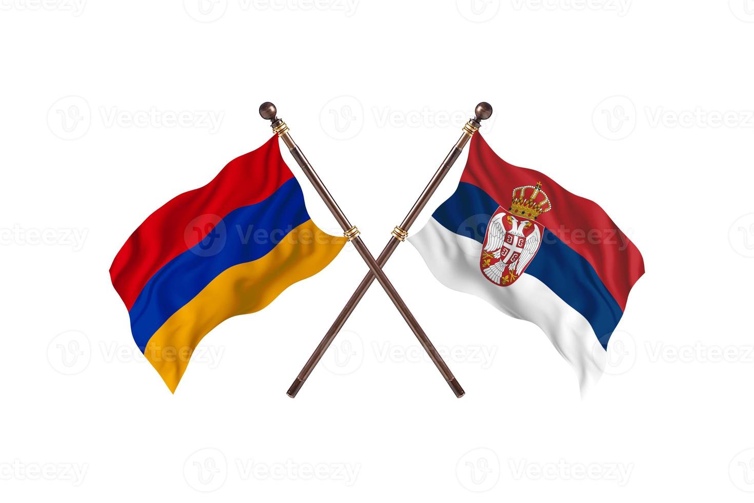 Armenia versus Serbia Two Country Flags photo