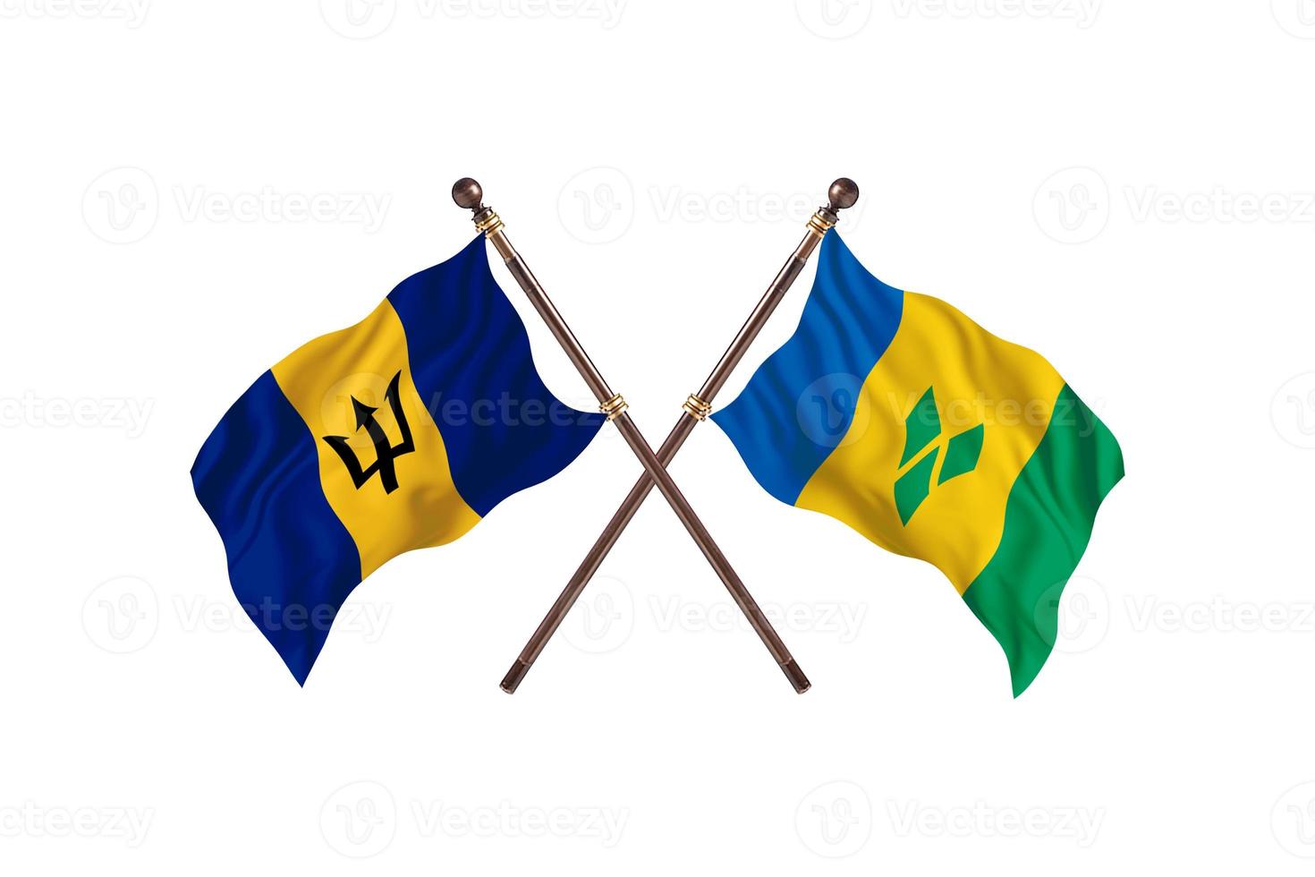 Barbados versus Saint Vincent and Grenadines Two Country Flags photo