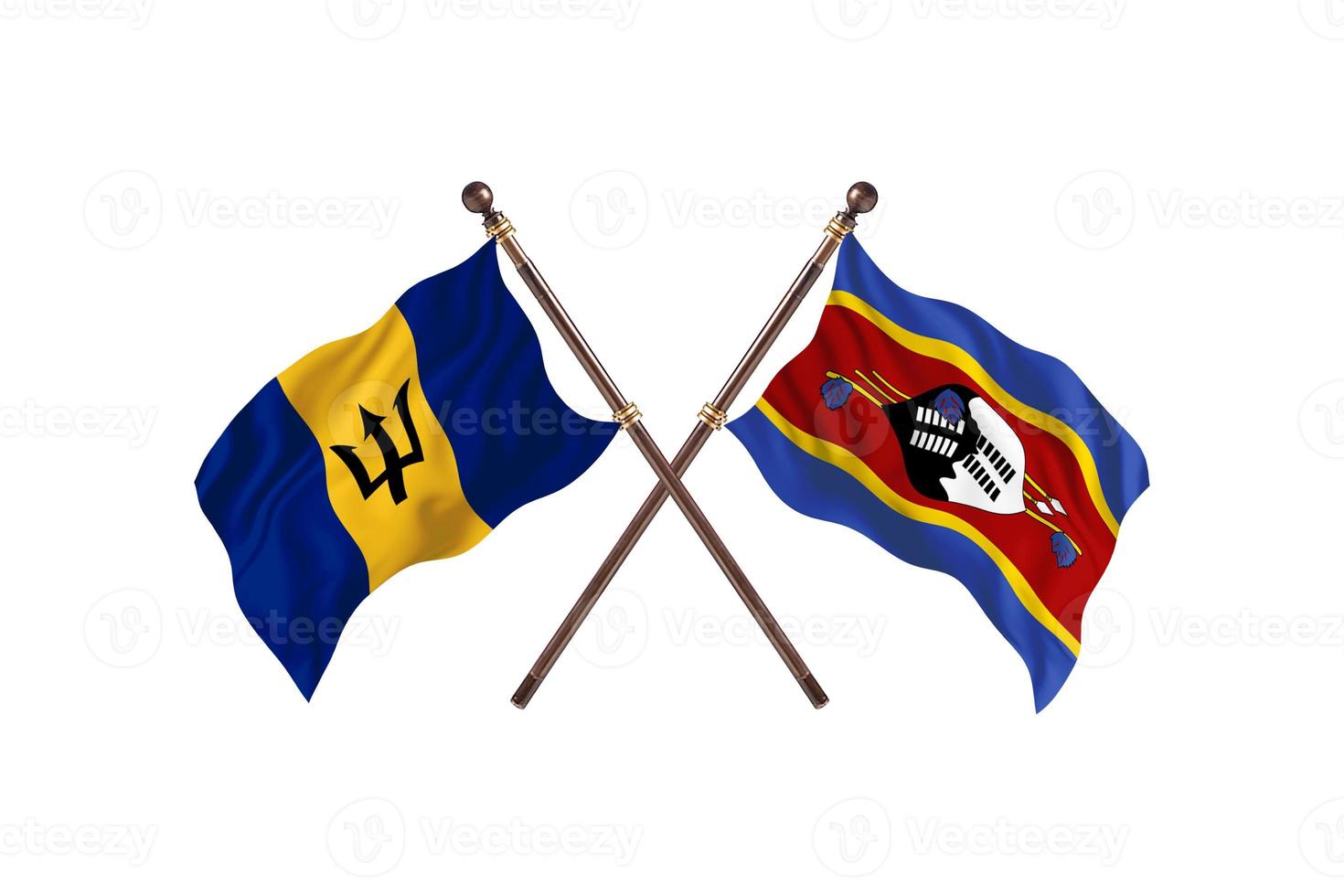 Barbados versus Swaziland Two Country Flags photo