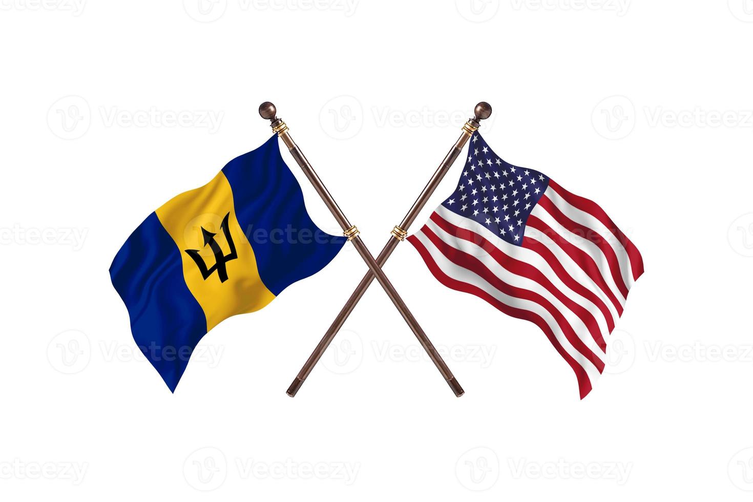 Barbados versus United State Of America Two Country Flags photo