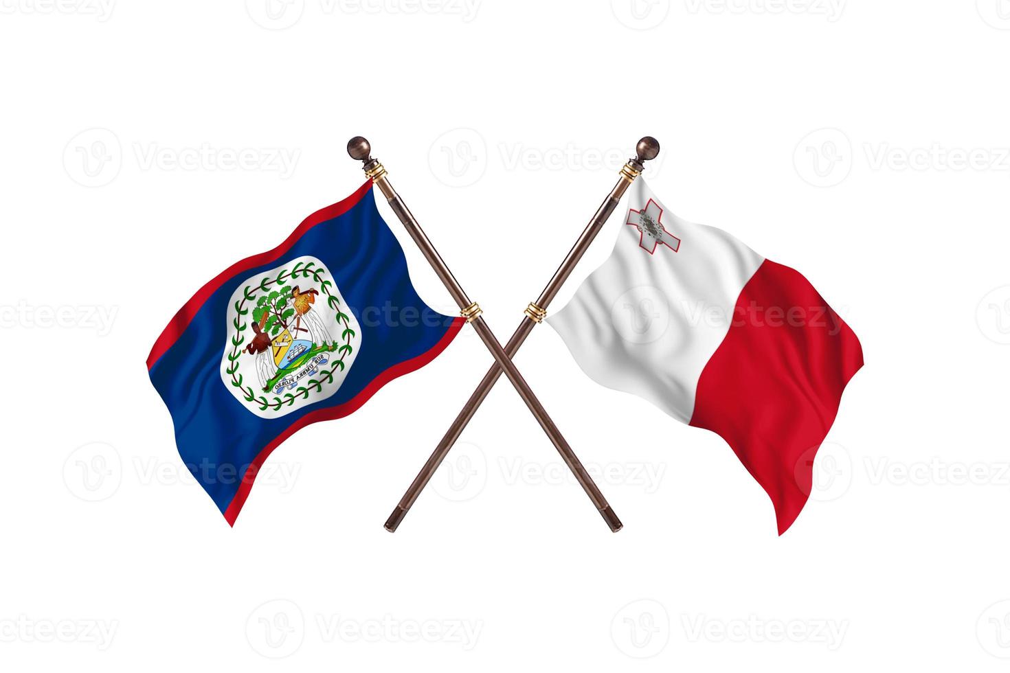 Belize versus Malta Two Country Flags photo