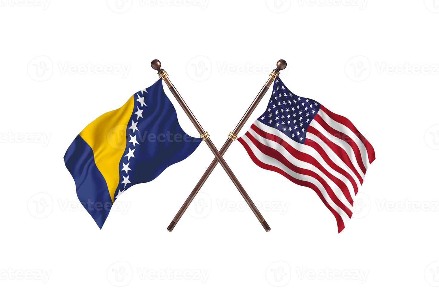 Bosnia versus United State Of America Two Country Flags photo