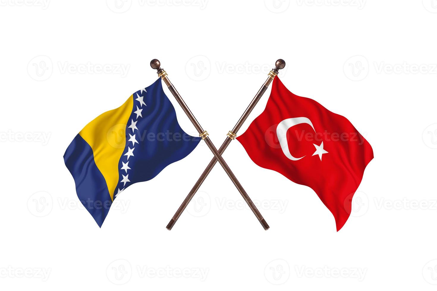 Bosnia versus Turkey Two Country Flags photo