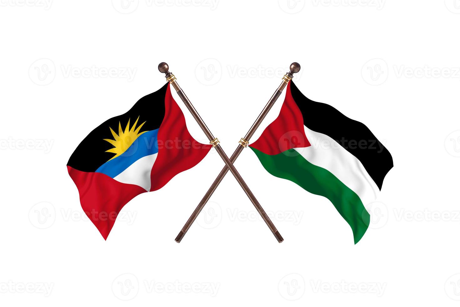 Antigua and Barbuda versus Palestinian Two Country Flags photo