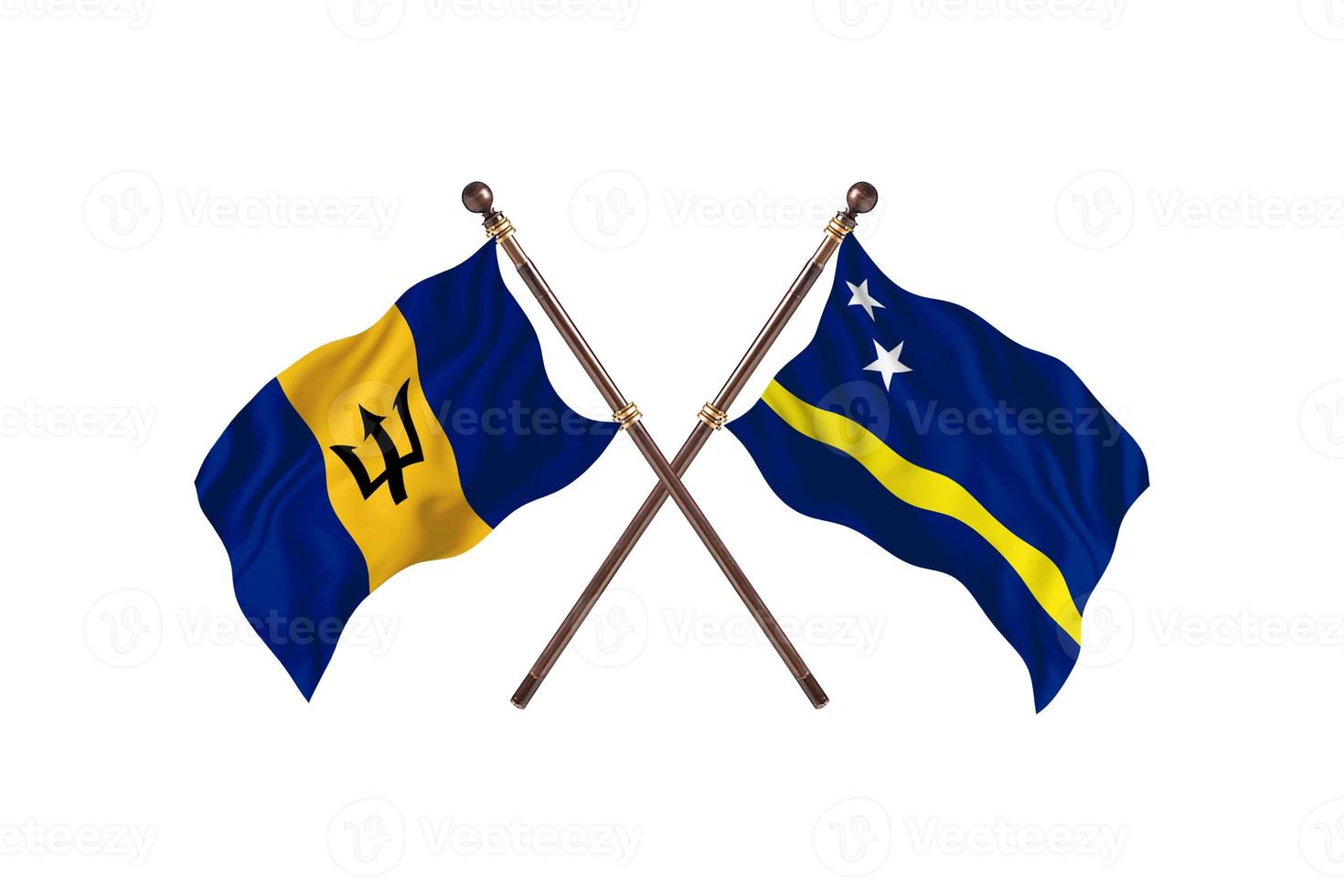 Barbados versus Curacao Two Country Flags photo