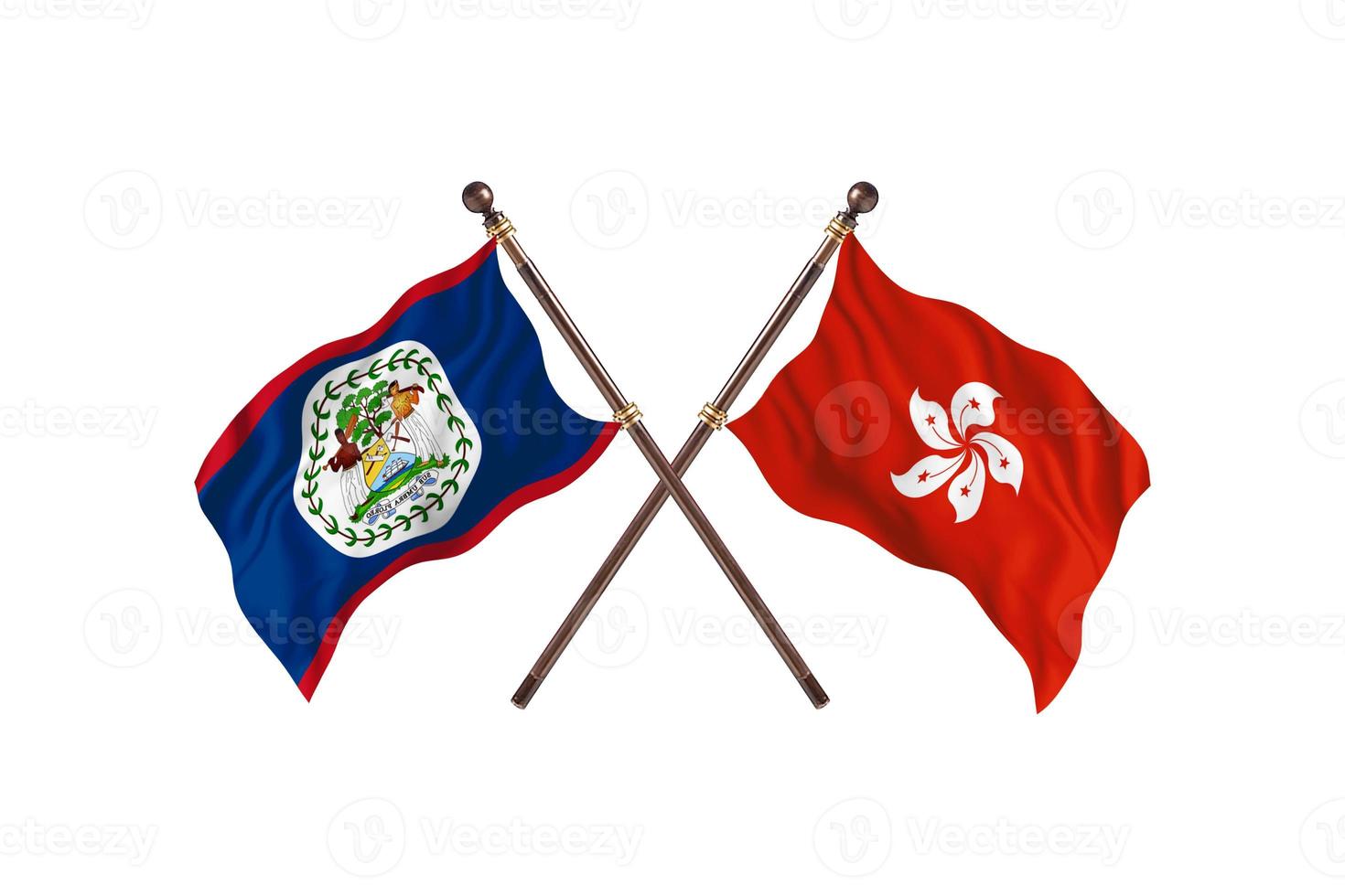 Belize versus Hong Kong Two Country Flags photo