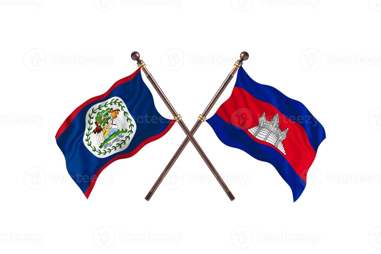 Belize versus Cambodia Two Country Flags photo