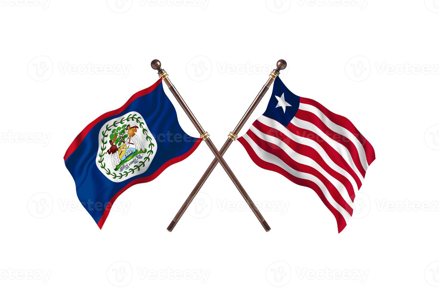 Belize versus Liberia Two Country Flags photo