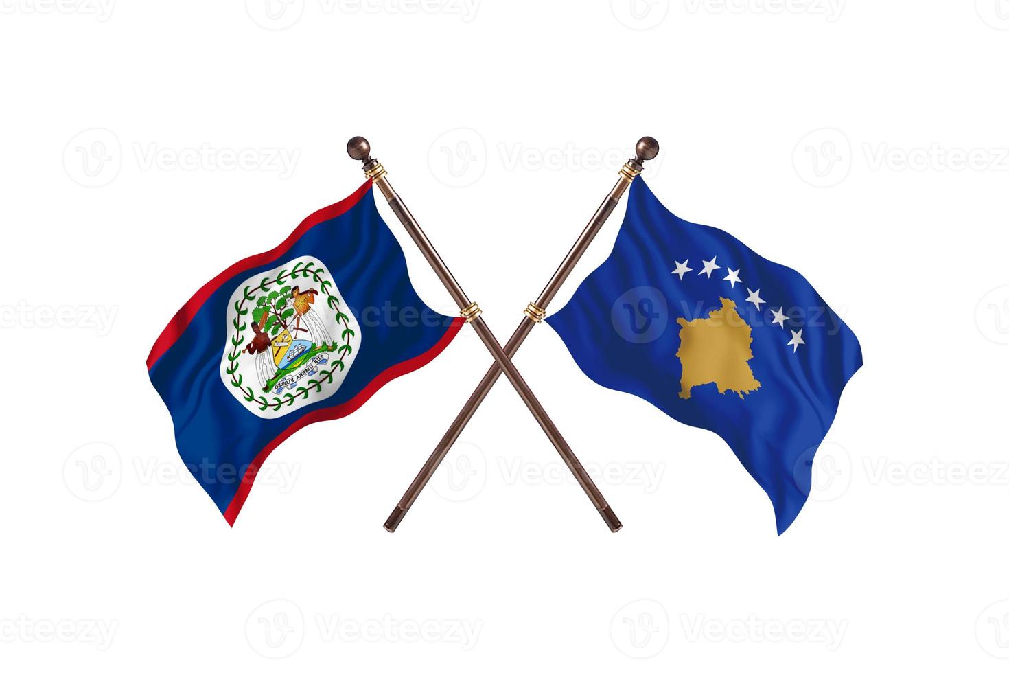 Belize versus Kosovo Two Country Flags photo