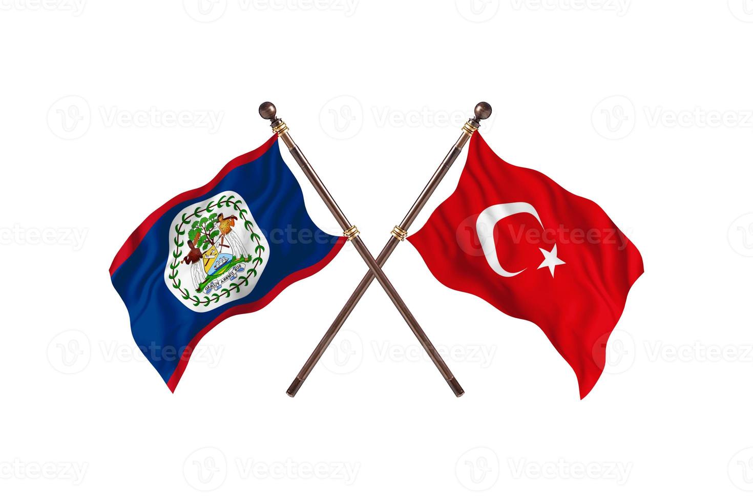 Belize versus Turkey Two Country Flags photo