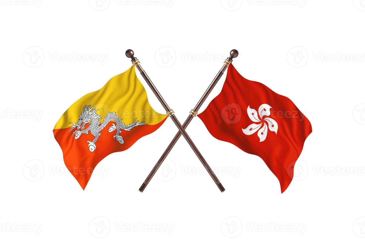 Bhutan versus Hong Kong Two Country Flags photo