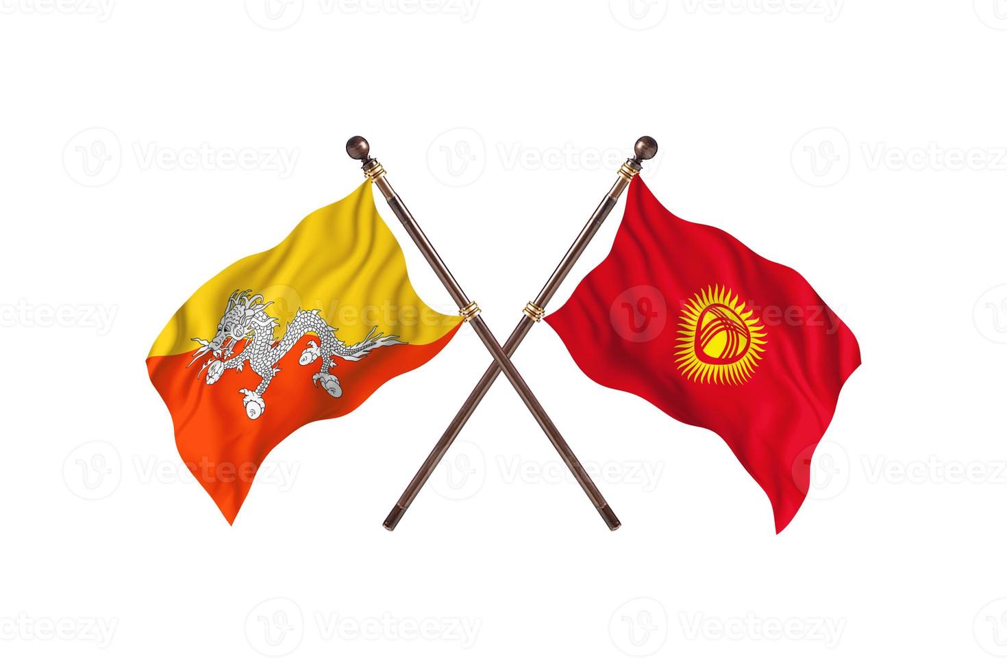 Bhutan versus Kyrgyzstan Two Country Flags photo