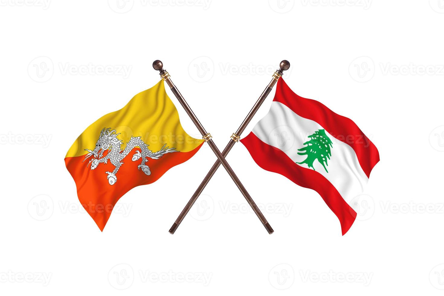 Bhutan versus Lebanon Two Country Flags photo