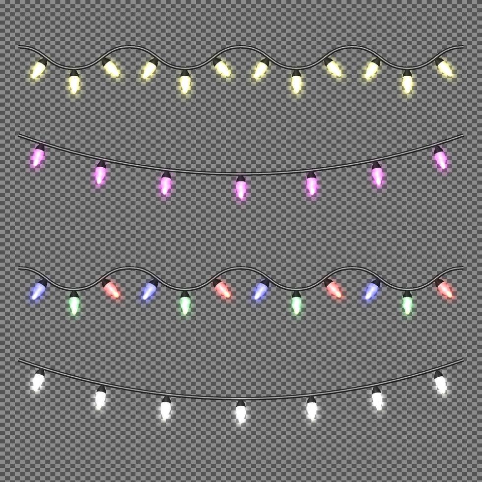 Set of colorful decorative string lights vector
