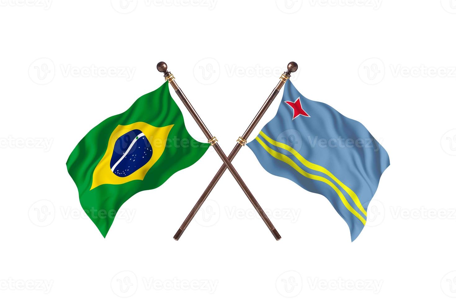 Brazil versus Aruba Two Country Flags photo