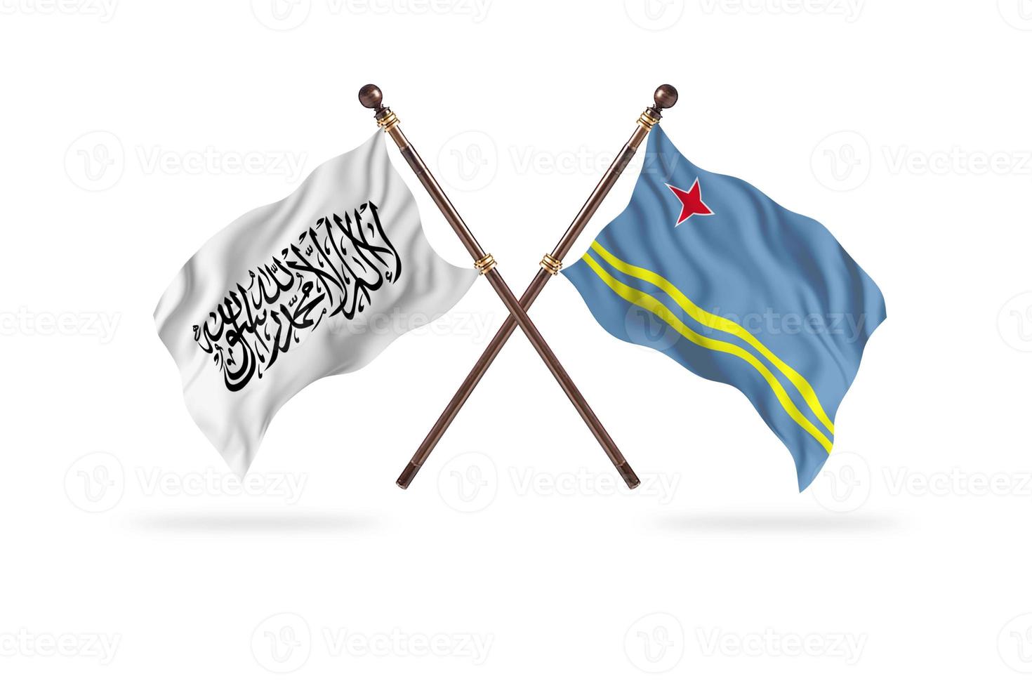 Islamic Emirate of Afghanistan versus Aruba Two Country Flags photo