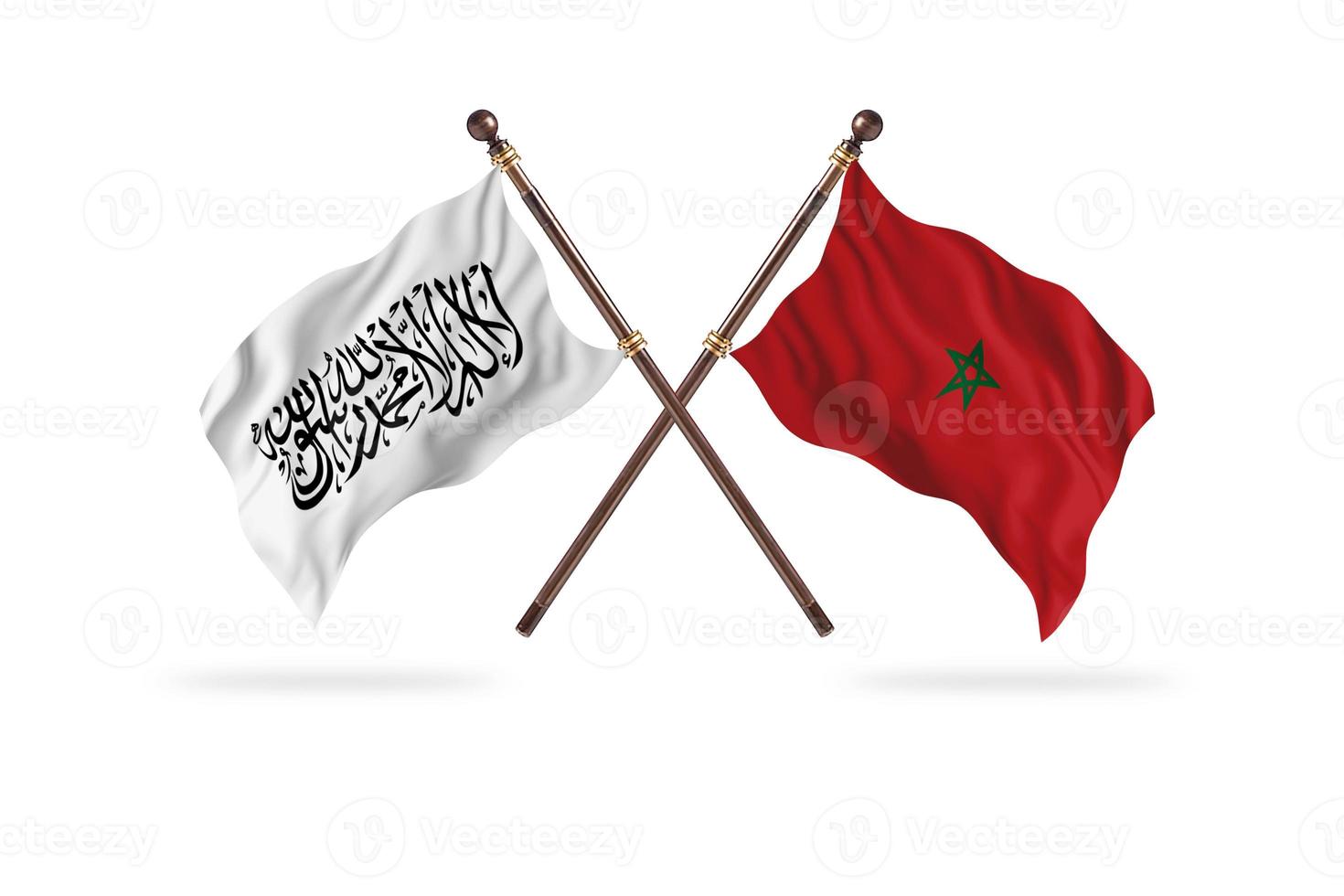 Islamic Emirate of Afghanistan versus Morocco Two Country Flags photo