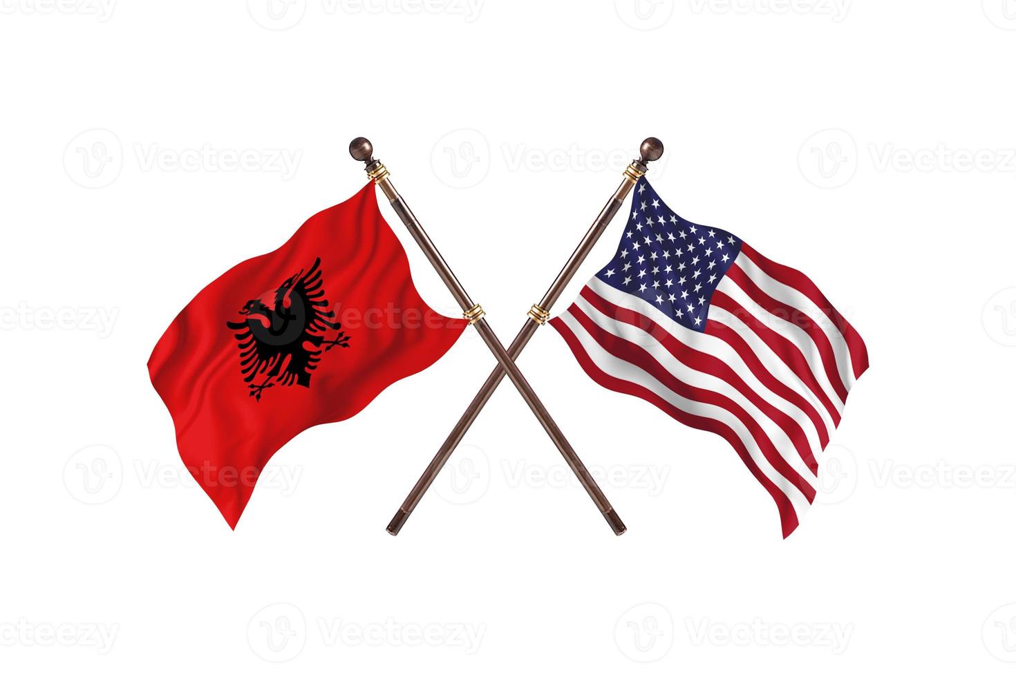 albania contra estados unidos de américa dos banderas de países foto